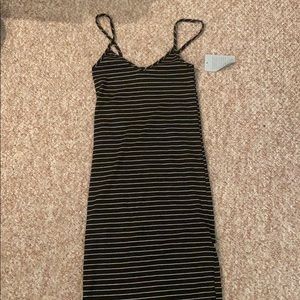 Black and white striped midi dress